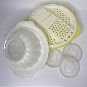 Vtg Tupperware Grater 786-3 & Jel-N-Serve Gelatin Mold ServingPlate & 4 Designs